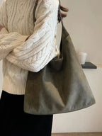 Retro Suede Stor Kapacitet Axelväska för Damer och Stilsäkra Accessoarer i Retro och Mångsidig Design