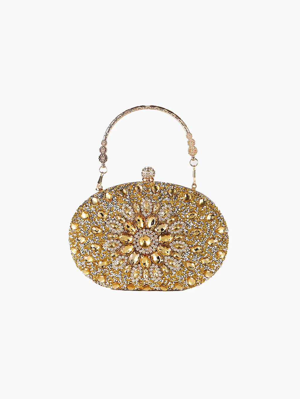 Himmelsk Ädelsten Afton Clutch Lyx Oval med Ädelstens Blommönster för Festliga Kvällar och Speciella Tillfällen
