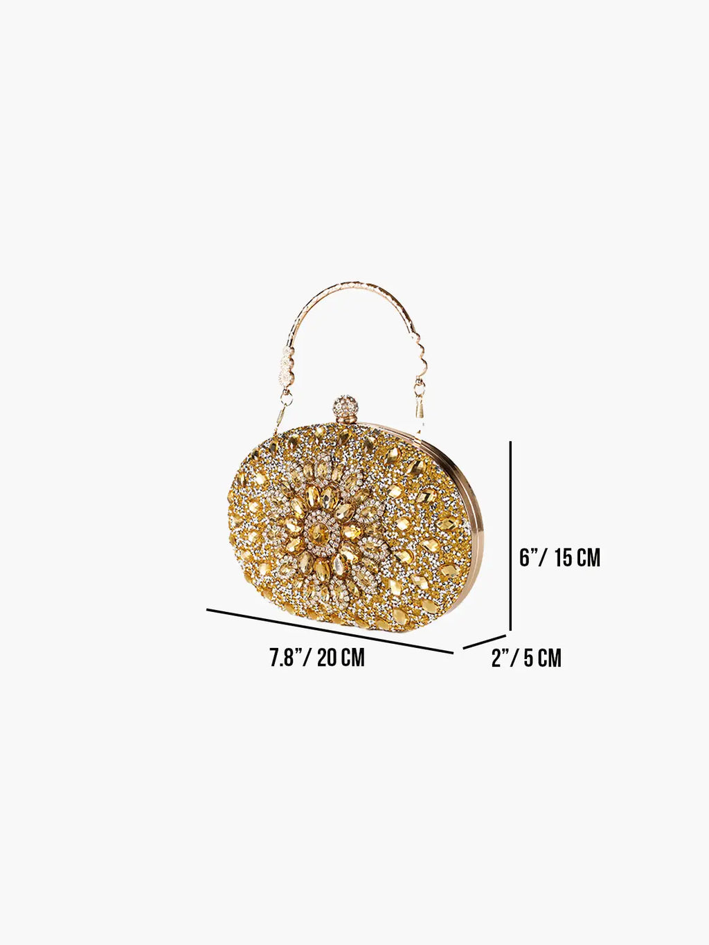 Himmelsk Ädelsten Afton Clutch Lyx Oval med Ädelstens Blommönster för Festliga Kvällar och Speciella Tillfällen